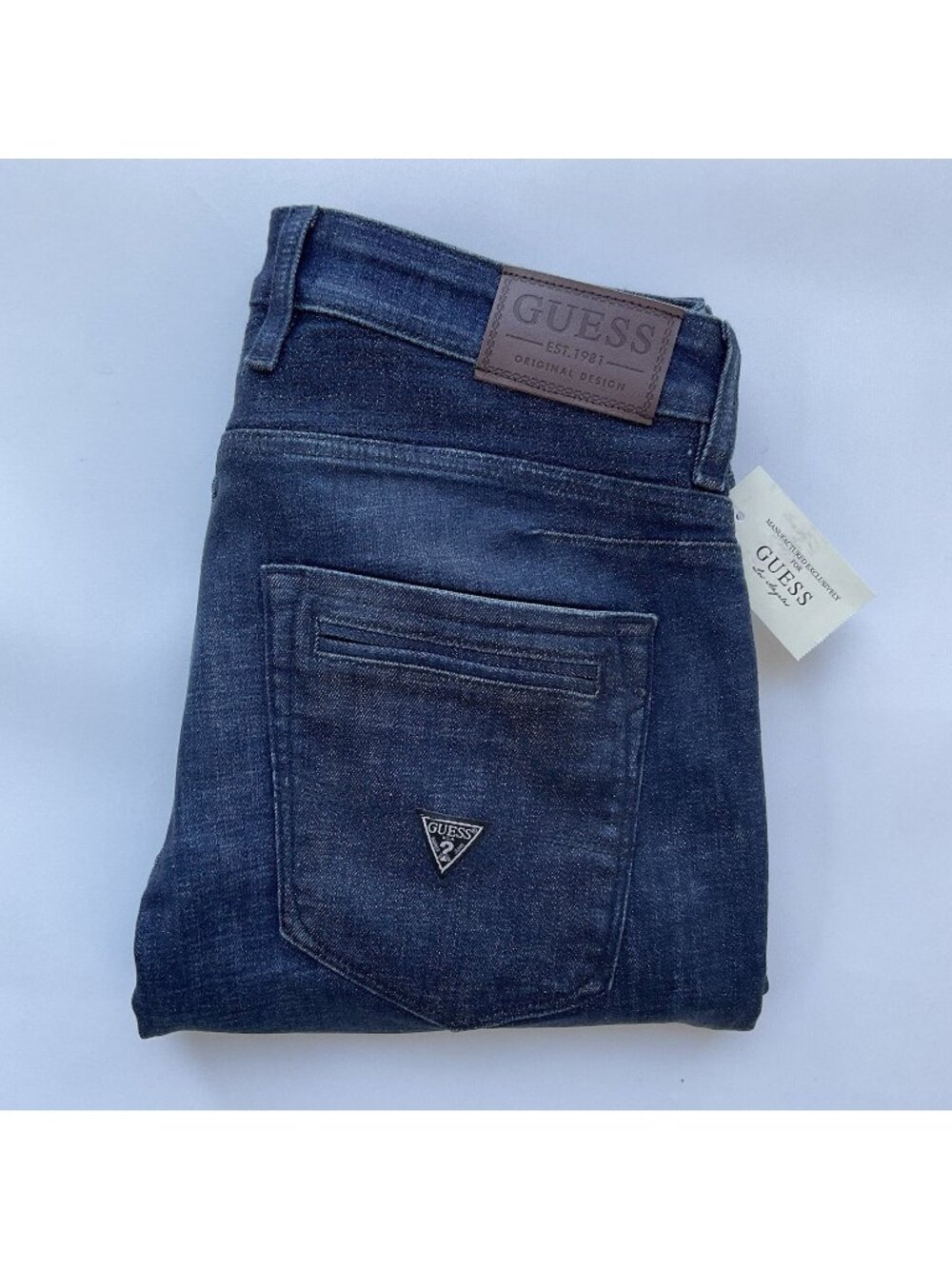 Guess Men’s Moto Zip Slim Tapered Jeans Coated Wash Size 32